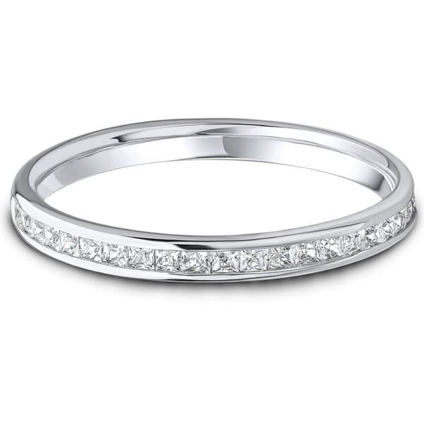 Channel Set, Princess Cut Diamond Eternity Ring with 75% Diamond Coverage, 2.3 mm Width