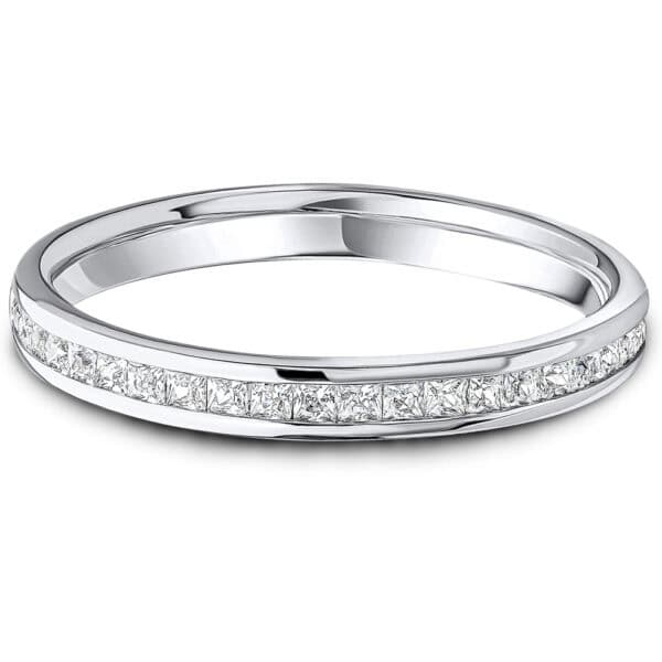 Channel Set, Princess Cut Diamond Eternity Ring with 75% Diamond Coverage, 2.6 mm Width