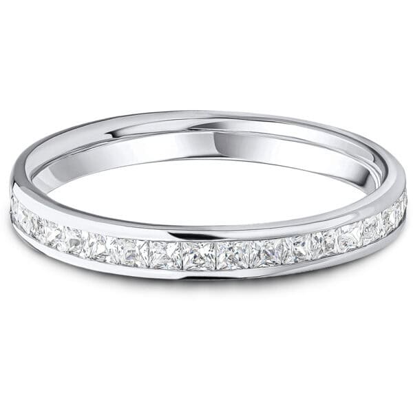 Channel Set, Princess Cut Diamond Eternity Ring with 40% Diamond Coverage, 2.8 mm Width