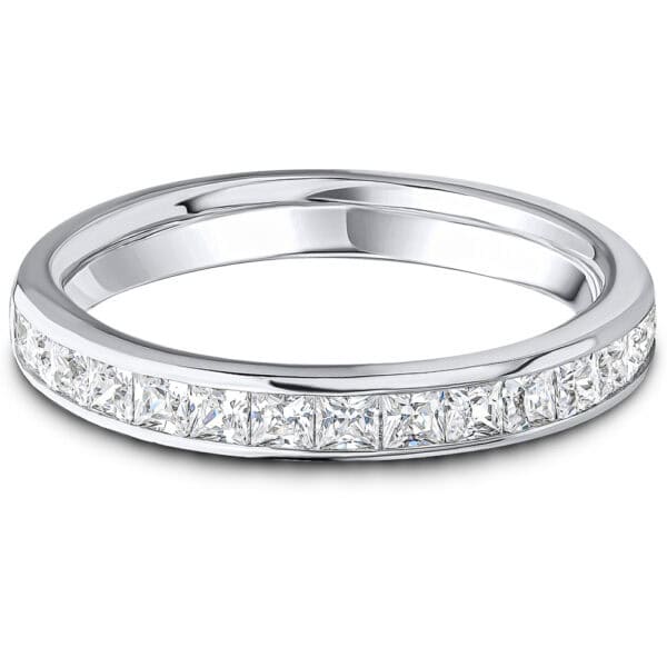Channel Set, Princess Cut Diamond Eternity Ring with 60% Diamond Coverage, 3 mm Width