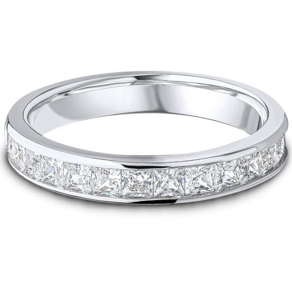 Channel Set, Princess Cut Diamond Eternity Ring with 60% Diamond Coverage, 3.3 mm Width