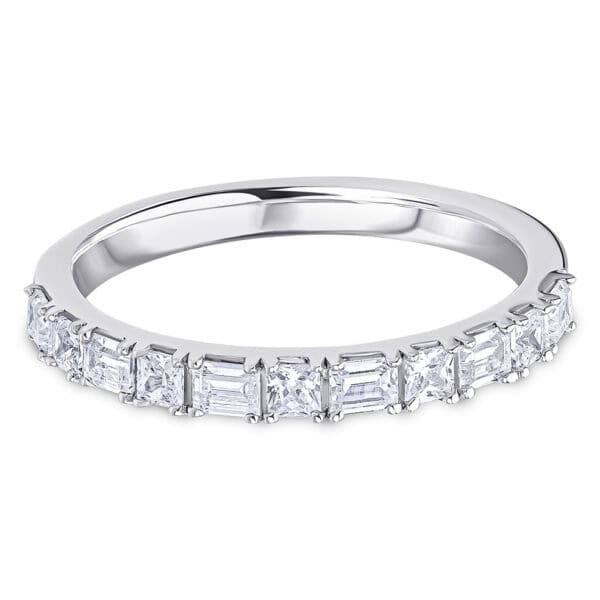 Landscape Claw, Princess Cut, Baguette Cut Diamond Eternity Ring with 100% Diamond Coverage, 2.4 mm Width