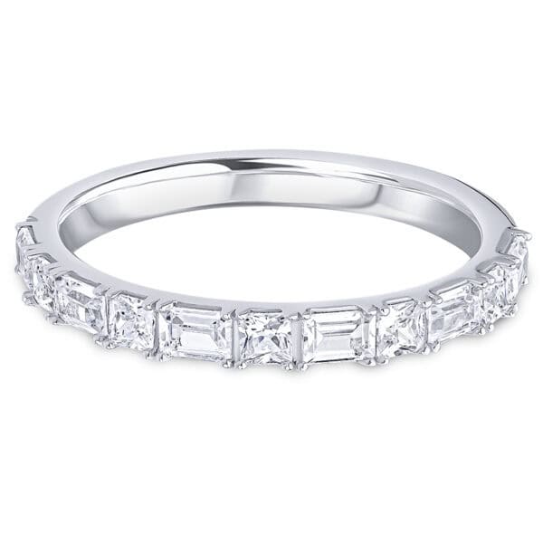 Landscape Claw, Princess Cut, Baguette Cut Diamond Eternity Ring with 100% Diamond Coverage, 2.6 mm Width
