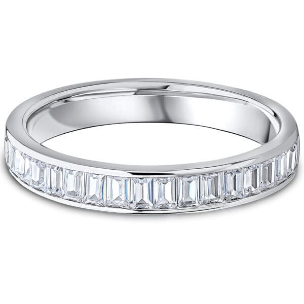 Channel Set, Baguette Cut Diamond Eternity Ring with 30% Diamond Coverage, 3.4 mm Width