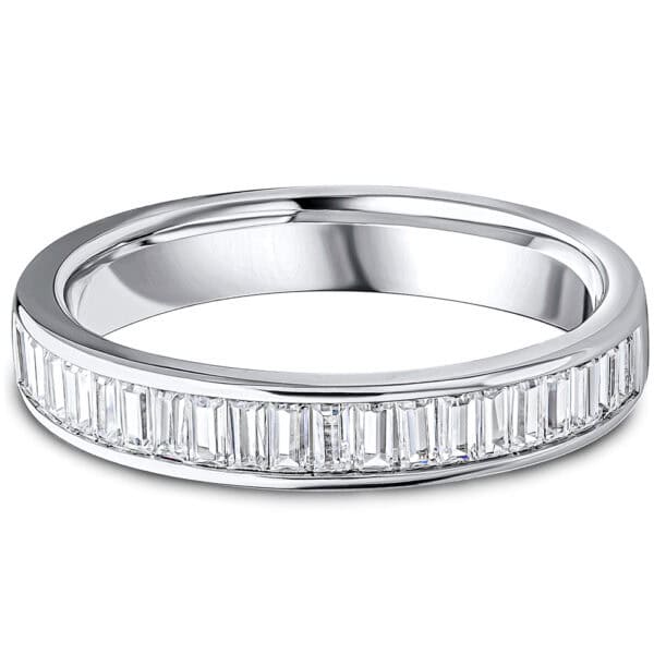 Channel Set, Baguette Cut Diamond Eternity Ring with 60% Diamond Coverage, 3.7 mm Width