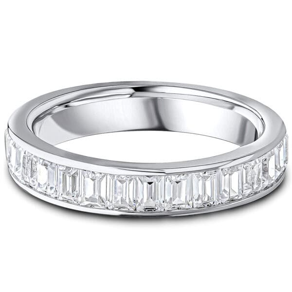 Channel Set, Baguette Cut Diamond Eternity Ring with 40% Diamond Coverage, 4 mm Width