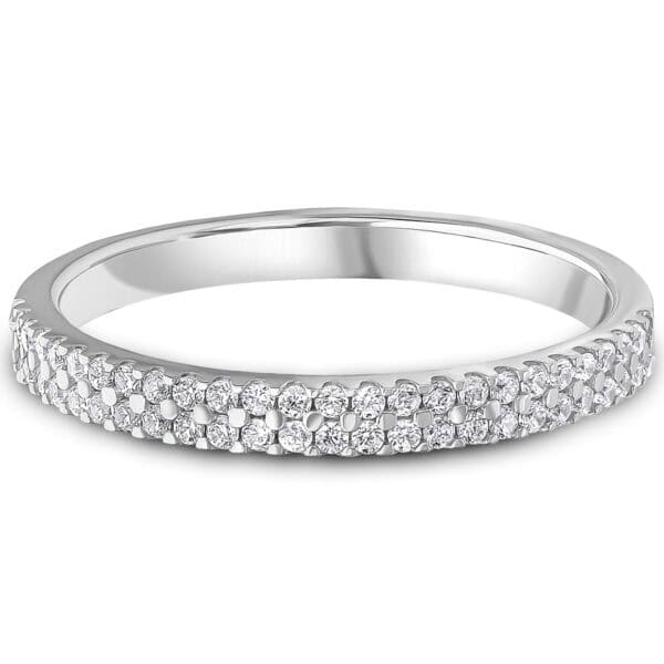 Double Row Micro Claw, Round Brilliant Diamond Eternity Ring with 60% Diamond Coverage, 2.3 mm Width