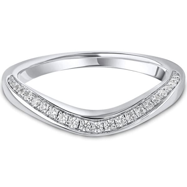 Grain Set Luna Wave Medium, Curved, Round Brilliant Diamond Eternity Ring with 50% Diamond Coverage, 3 mm Width