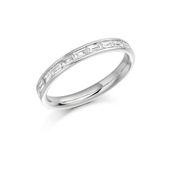 Baguette Cut Diamond Eternity Style Ring, Channel Set with 45% Diamond Coverage, 2.7mm 0.5 Carat Total Diamond Weight