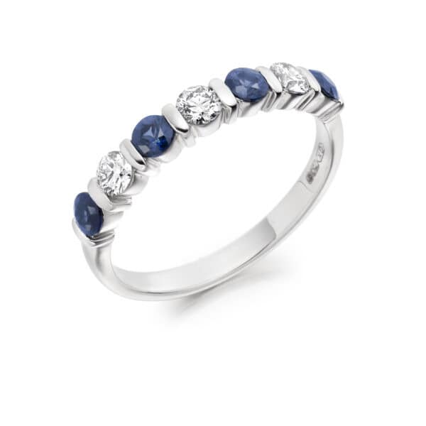 Round Brilliant Diamond  Double Row Micro Claw Half Eternity Ring with 75% Coverage