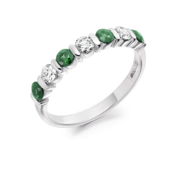 Round Brilliant Diamond  Double Row Micro Claw Half Eternity Ring with 75% Coverage