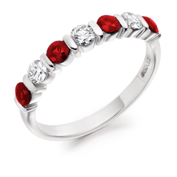 Round Brilliant Diamond  Double Row Micro Claw Half Eternity Ring with 75% Coverage