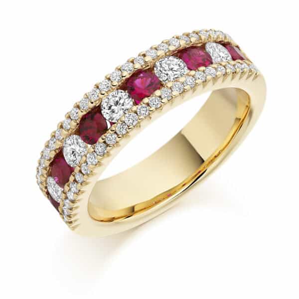 Round Brilliant Diamond  Knife Edge Half Eternity Ring with 30% Coverage