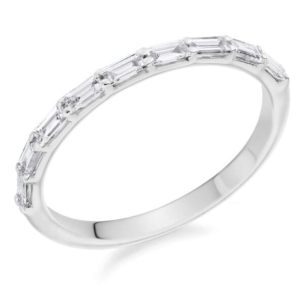 Baguette Cut Diamond Eternity Style Ring, Claw Set with 50% Diamond Coverage, 1.7mm 0.4 Carat Total Diamond Weight