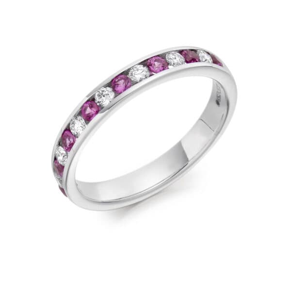 Round Brilliant Diamond  Knife Edge Half Eternity Ring with 40% Coverage
