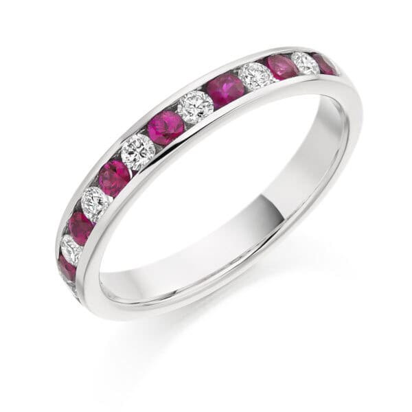 Round Brilliant Diamond  Knife Edge Half Eternity Ring with 40% Coverage
