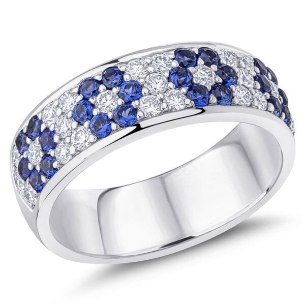 Round Brilliant Diamond  Knife Edge Half Eternity Ring with 60% Coverage