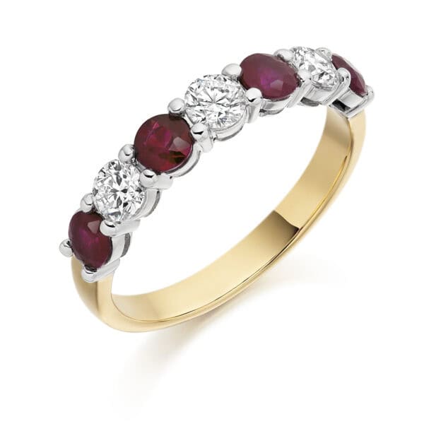 Round Brilliant Diamond  Knife Edge Half Eternity Ring with 75% Coverage