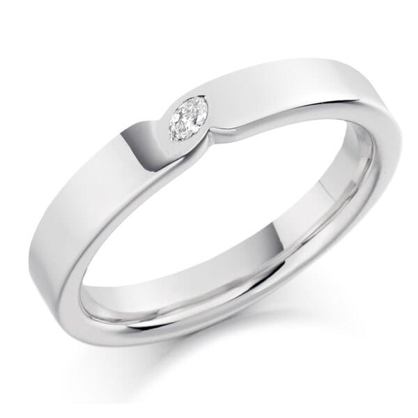 Marquise Cut Diamond Eternity Style Ring, Rubover Set with 0% Diamond Coverage, 3mm 0.05 Carat Total Diamond Weight