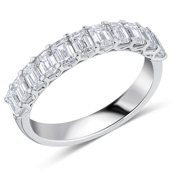 Emerald Cut Diamond Eternity Style Ring, Claw Set with 40% Diamond Coverage, 3.9mm 1.65 Carat Total Diamond Weight