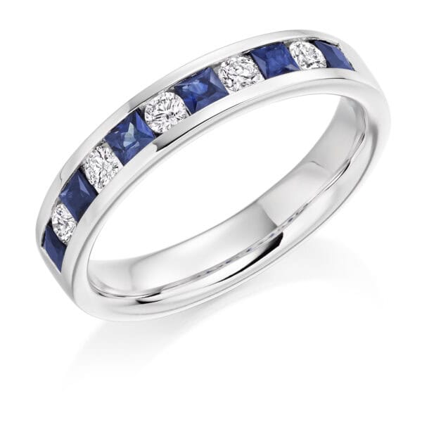 Round Brilliant Diamond  Offset Channel Set Half Eternity Ring with 30% Coverage