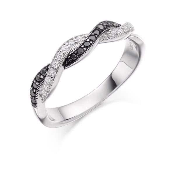 Round Brilliant Diamond  Offset Channel Set Half Eternity Ring with 40% Coverage