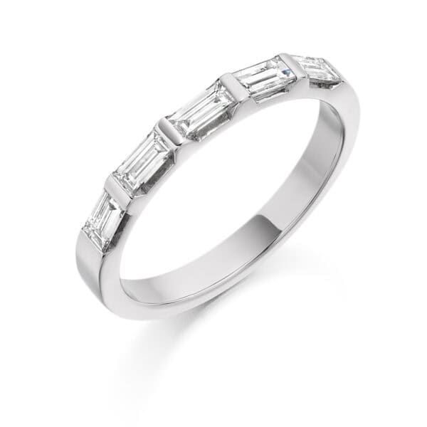 Baguette Cut Diamond Eternity Style Ring, Bar Set with 33% Diamond Coverage, 2.6mm 0.45 Carat Total Diamond Weight