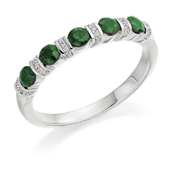 Round Brilliant Diamond  Offset Channel Set Half Eternity Ring with 75% Coverage
