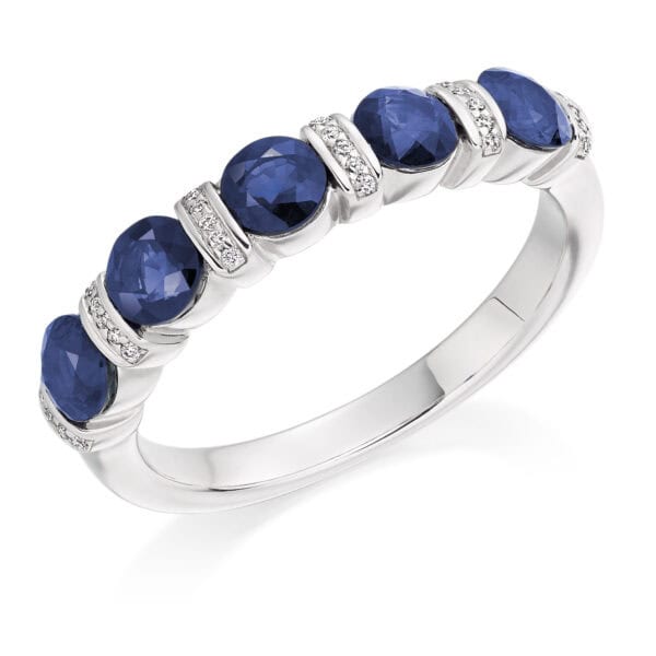 Round Brilliant Diamond  Offset Channel Set Half Eternity Ring with 75% Coverage