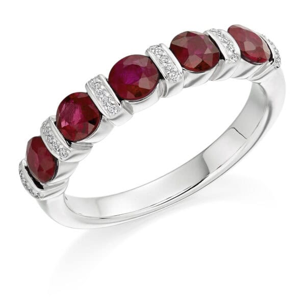 Round Brilliant Diamond  Offset Micro Claw Half Eternity Ring with 30% Coverage