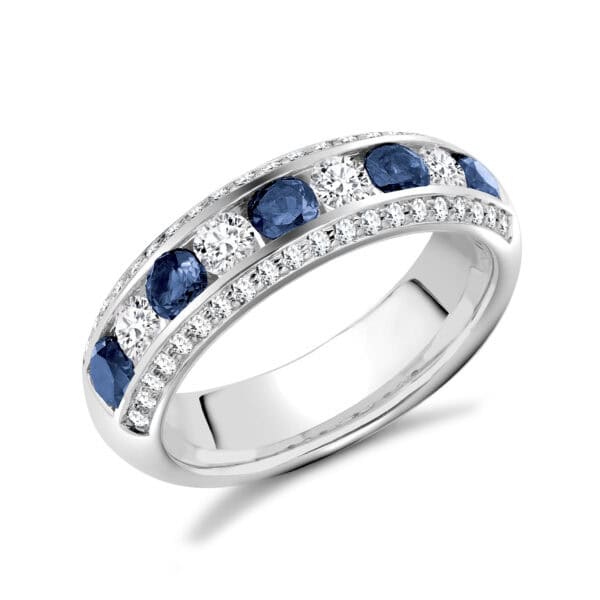 Round Brilliant Diamond  Offset Micro Claw Half Eternity Ring with 30% Coverage