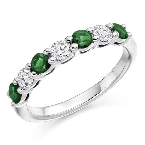 Round Brilliant Diamond  Offset Micro Claw Half Eternity Ring with 50% Coverage