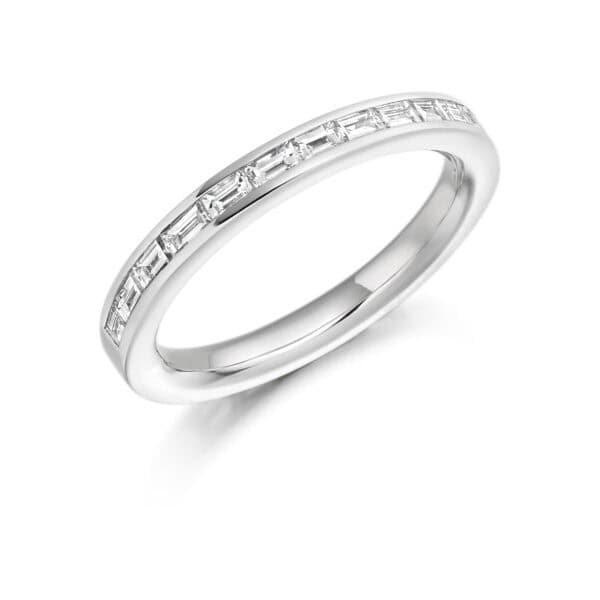Baguette Cut Diamond Eternity Style Ring, Channel Set with 50% Diamond Coverage, 2.8mm 0.56 Carat Total Diamond Weight