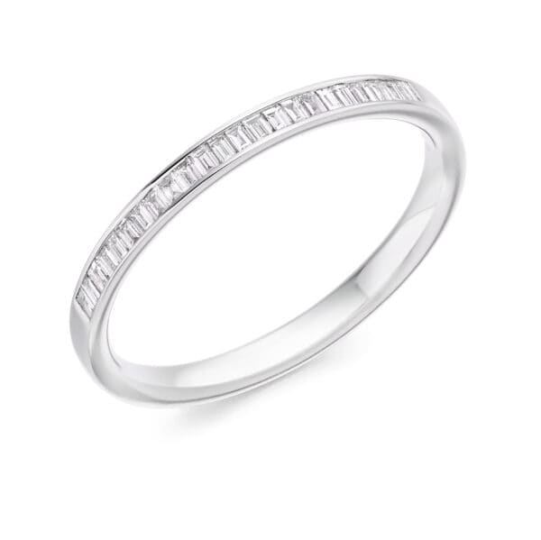 Baguette Cut Diamond Eternity Style Ring, Channel Set with 35% Diamond Coverage, 2mm 0.2 Carat Total Diamond Weight