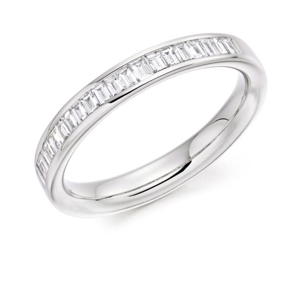 Baguette Cut Diamond Eternity Style Ring, Channel Set with 40% Diamond Coverage, 2.7mm 0.33 Carat Total Diamond Weight