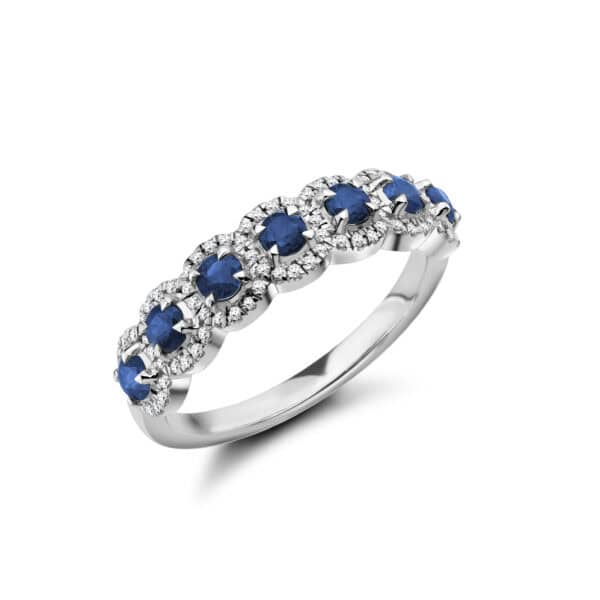 Round Brilliant Diamond  Offset Micro Claw Half Eternity Ring with 60% Coverage