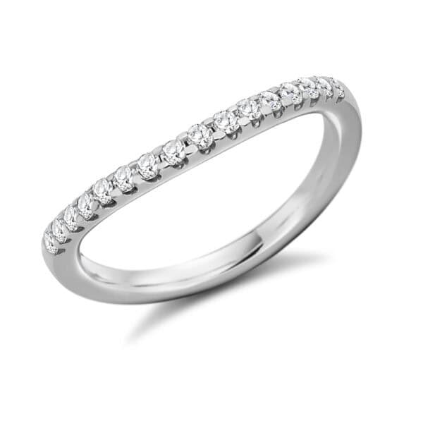 Curved and Shaped Style, Micro Claw Set, Round Brilliant Diamond Eternity Ring with 45% Diamond Coverage, 1.9 mm Width