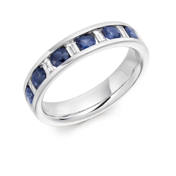 Round Brilliant Diamond  Milgrain Bezel Set Half Eternity Ring with 30% Coverage
