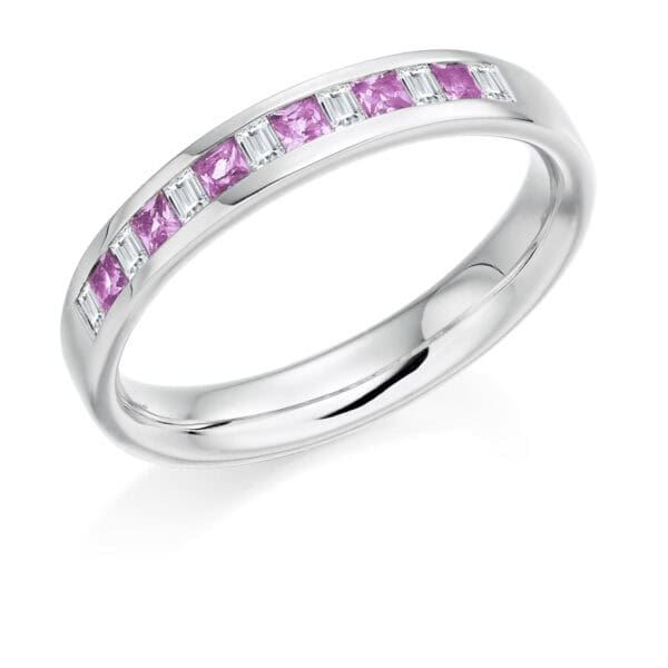Round Brilliant Diamond  Milgrain Bezel Set Half Eternity Ring with 40% Coverage