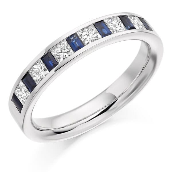Round Brilliant Diamond  Milgrain Bezel Set Half Eternity Ring with 40% Coverage