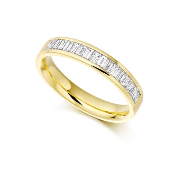 Baguette Cut Diamond Eternity Style Ring, Channel Set with 35% Diamond Coverage, 3.6mm 0.56 Carat Total Diamond Weight