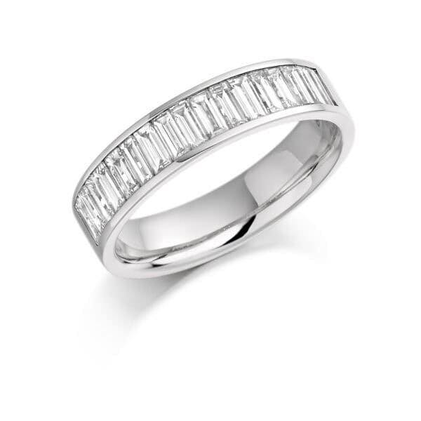 Baguette Cut Diamond Eternity Style Ring, Channel Set with 40% Diamond Coverage, 4.7mm 1 Carat Total Diamond Weight