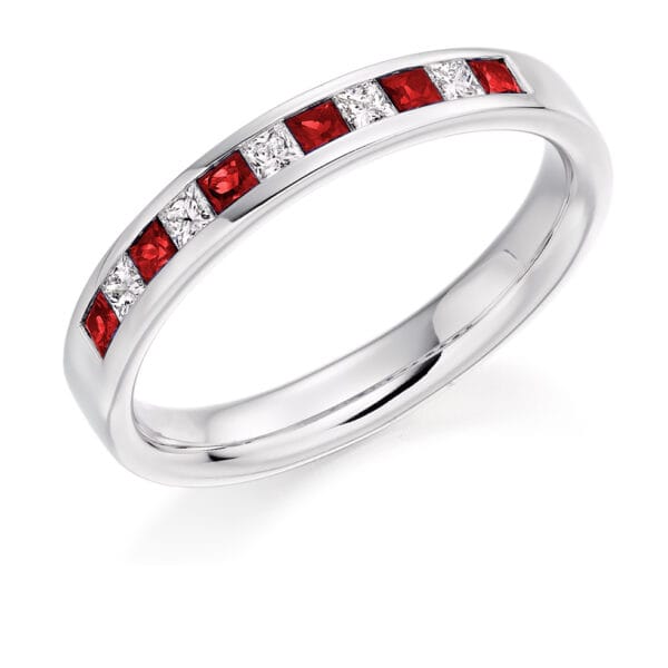 Round Brilliant Diamond  Triple Row Micro Claw Half Eternity Ring with 30% Coverage