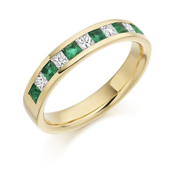 Round Brilliant Diamond  Triple Row Micro Claw Half Eternity Ring with 30% Coverage