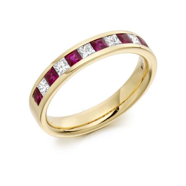 Round Brilliant Diamond  Triple Row Micro Claw Half Eternity Ring with 40% Coverage