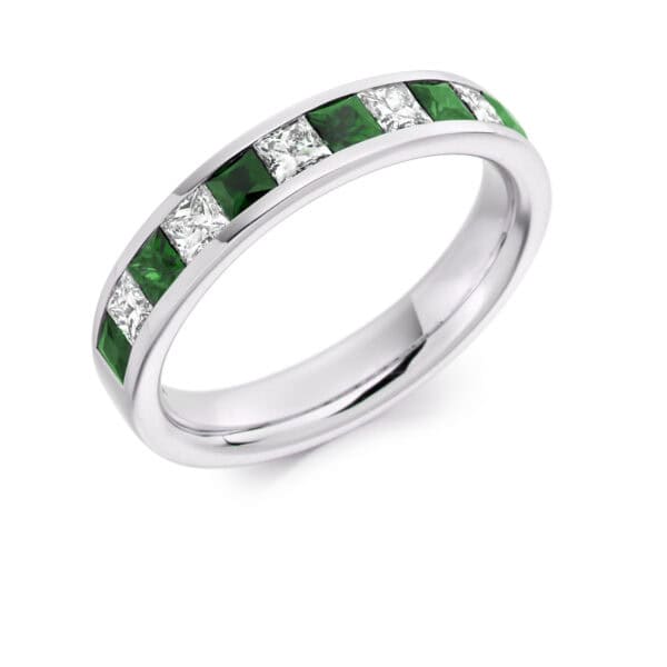 Round Brilliant Diamond  Triple Row Micro Claw Half Eternity Ring with 40% Coverage