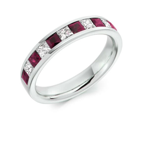 Round Brilliant Diamond  Triple Row Micro Claw Half Eternity Ring with 50% Coverage