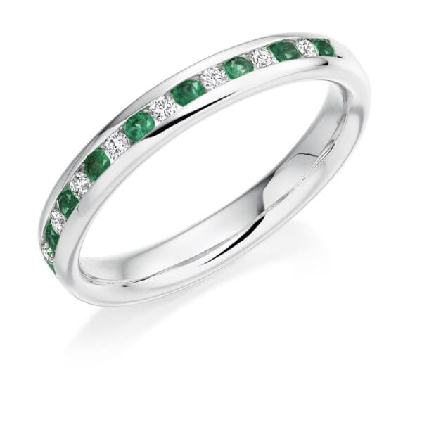 Round Brilliant Diamond  Triple Row Micro Claw Half Eternity Ring with 60% Coverage