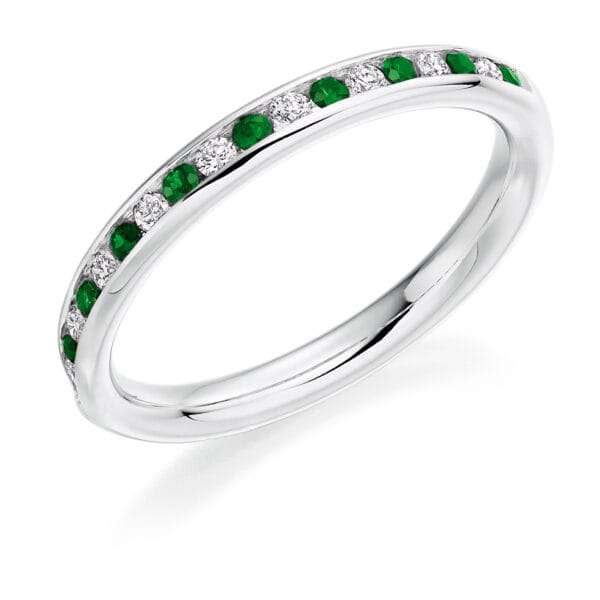 Round Brilliant Diamond  Entwined Double Row, Curved Half Eternity Ring with 30% Coverage