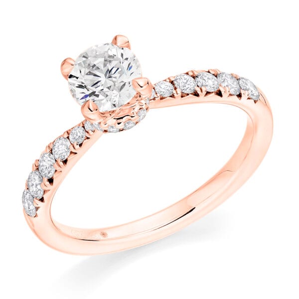 Round Brilliant Solitaire 0.75ct Diamond Engagement Ring with Diamond Set Shoulders - Image 3